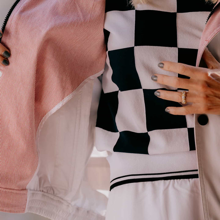 Women's Varsity Club Jacket in Light Grey, second alternate product detail view