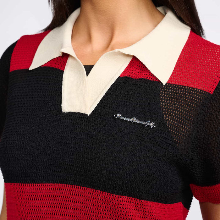Women's Varsity Pointelle Tunic Dress in Multi, side detail view