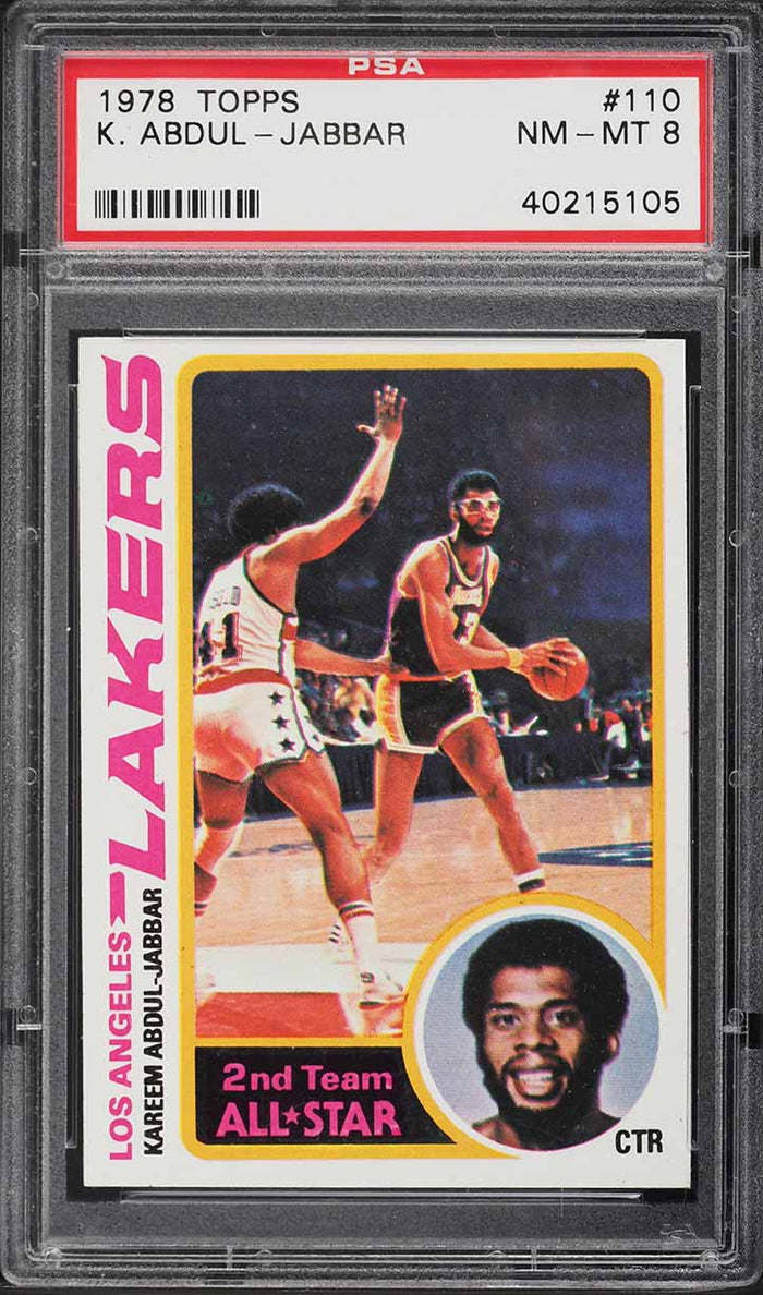 1978 Topps BkB Card #110 Kareem Abdul-Jabbar LA Lakers HOF ALL-STAR PSA 8 NM-MT (MGD2)