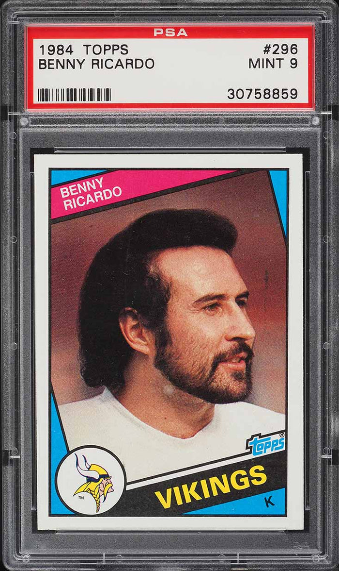 1984 Topps FB Card #296 Benny Ricardo Minnesota Vikings PSA 9 MINT (MGD2)