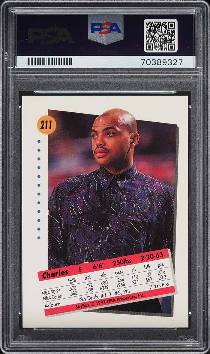 1991 Skybox BkB Card #211 Charles Barkley Philadelphia 76ers HOF PSA 10 GEM MINT (MGD2)