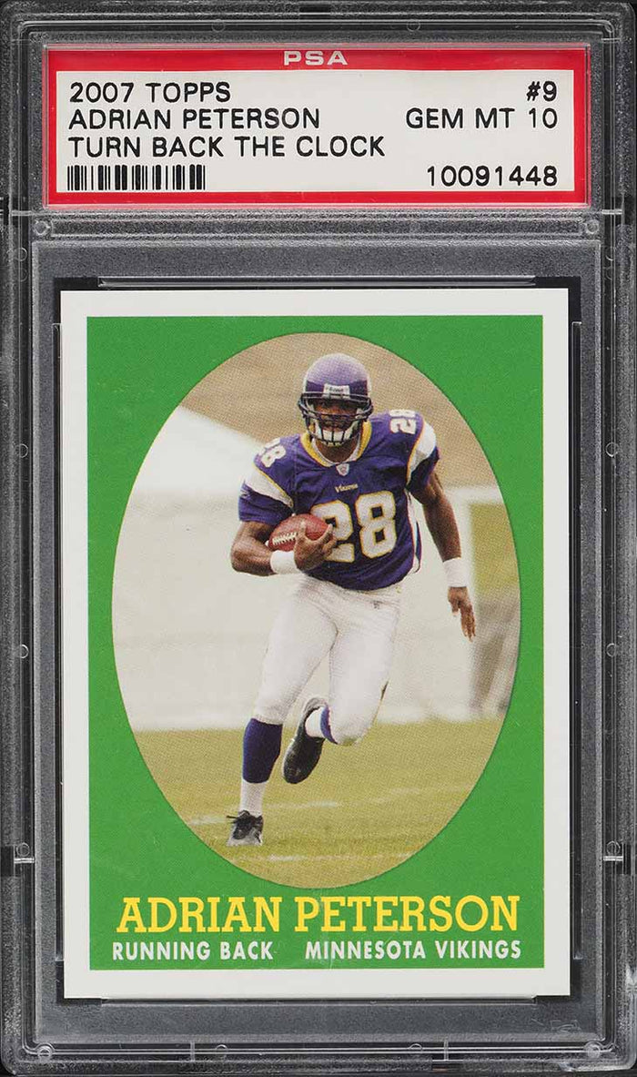 2007 Topps FB Turn Back the Clock Card # 9 Adrian Peterson ROOKIE RC PSA 10 (MGD2)