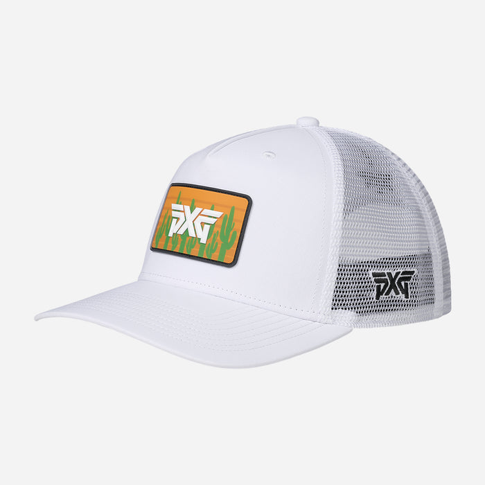 5 Panel Scottsdale Trucker Patch Hat in White/Orange, product photo 1
