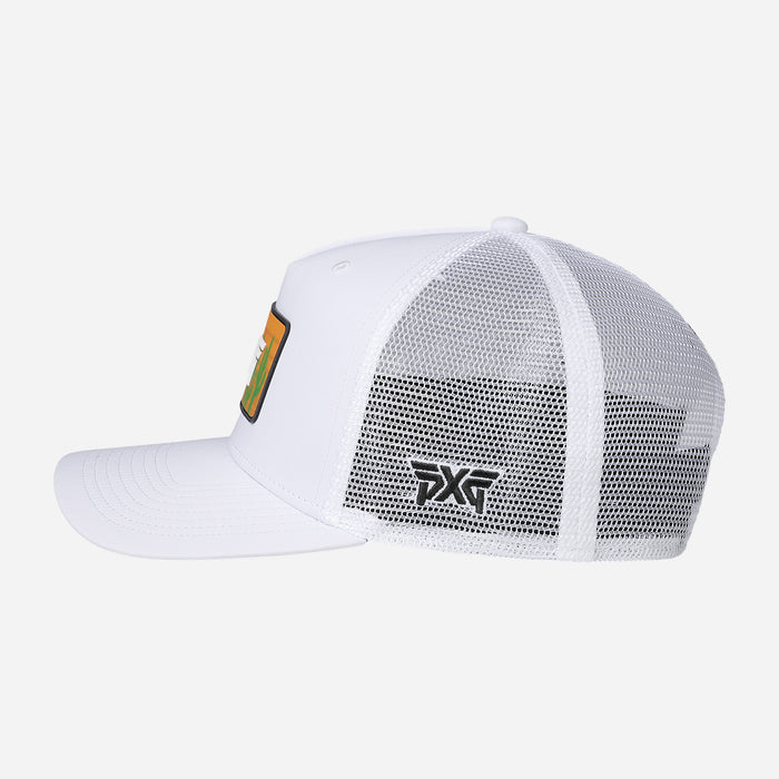 5 Panel Scottsdale Trucker Patch Hat in White/Orange, product photo 5