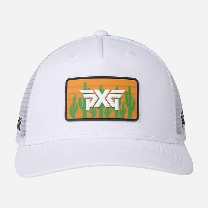 5 Panel Scottsdale Trucker Patch Hat in White/Orange, product photo 2