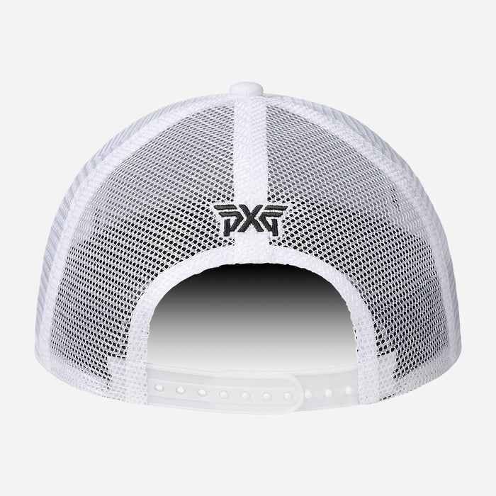 5 Panel Scottsdale Trucker Patch Hat in White/Orange, product photo 3