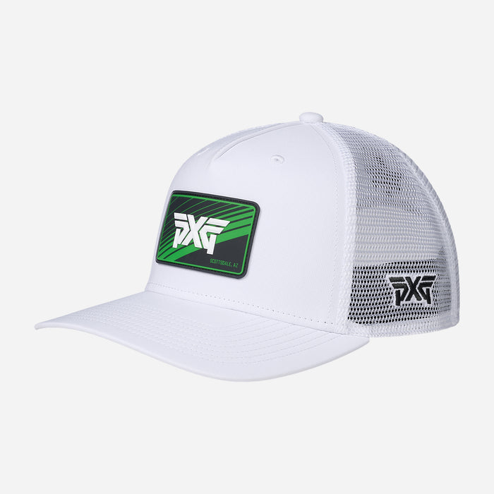 5 Panel Scottsdale Trucker Patch Hat in White/Green, product photo 1