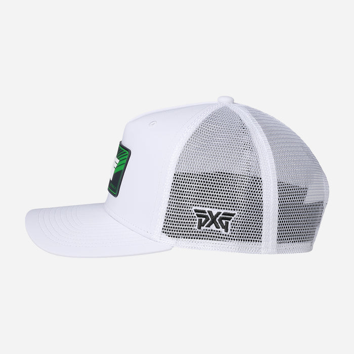 5 Panel Scottsdale Trucker Patch Hat in White/Green, product photo 5