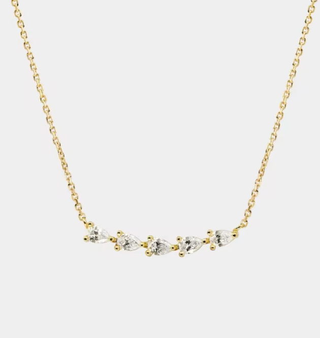 5 Stone Bar 14K gold Necklace
