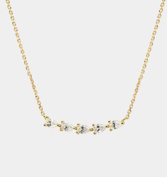 5 Stone Bar 14K gold Necklace
