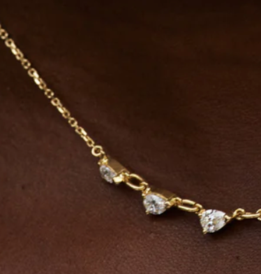 5 Stone Bar 14K gold Necklace