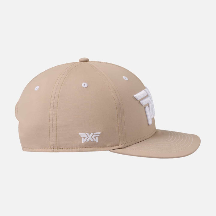 6 Panel Structured Low Crown Snapback in Warm Sand, back view