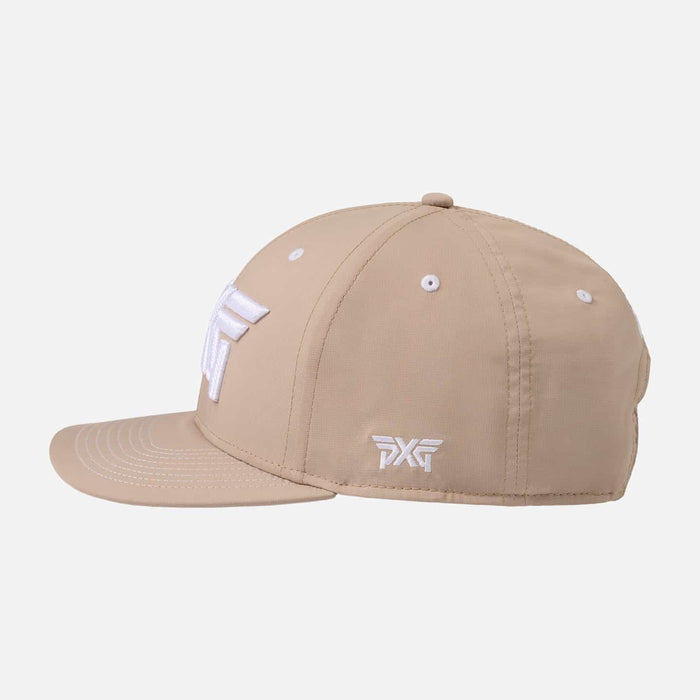 6 Panel Structured Low Crown Snapback in Warm Sand, back view