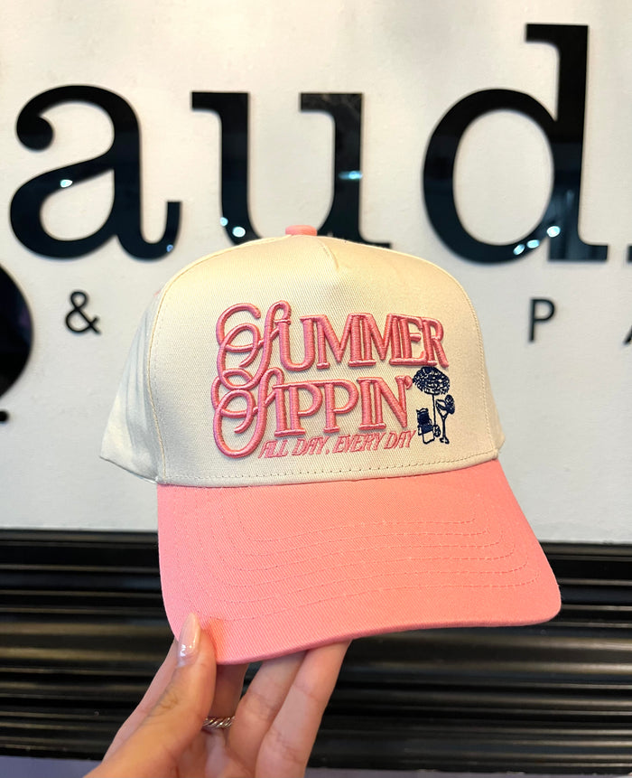 Summer Sippin' Pink Vintage Trucker Hat