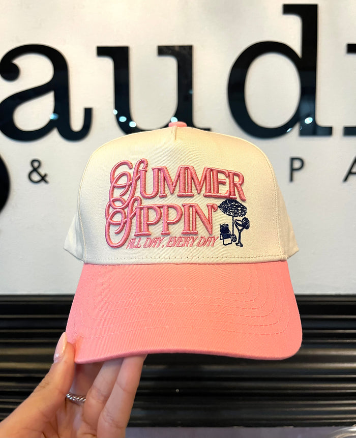 Summer Sippin' Pink Vintage Trucker Hat
