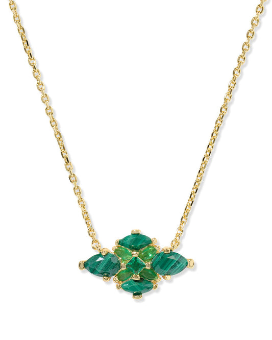 Abbie Crystal Pendant Necklace in Gold Green Mix