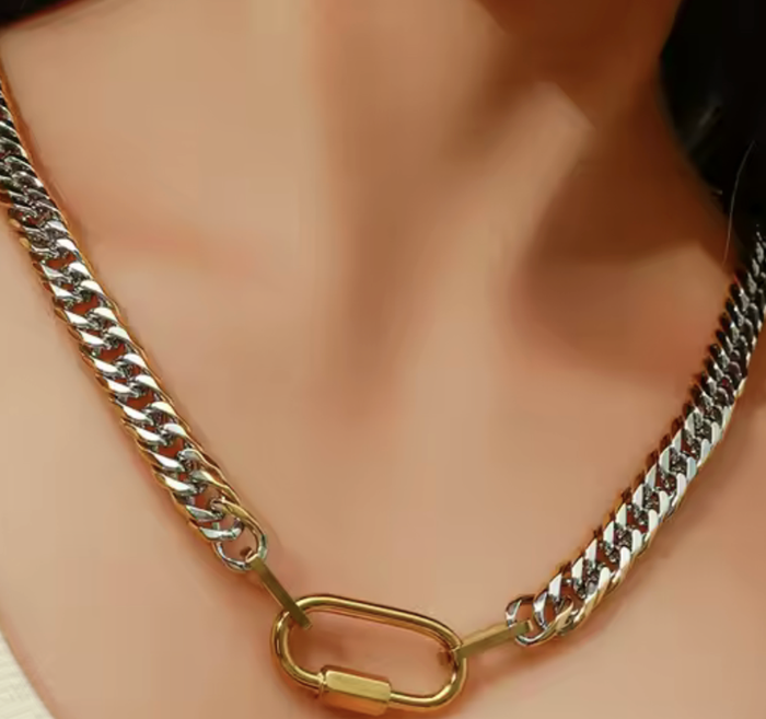 Abby Carabiner Stainless Steel Necklace