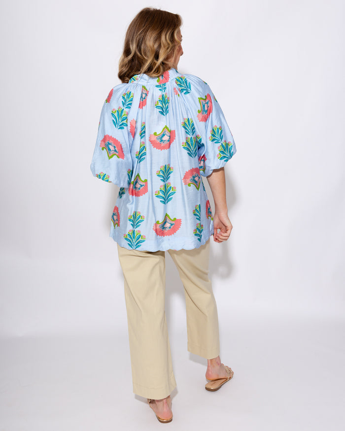 Abstract Floral Scallop Hem Top