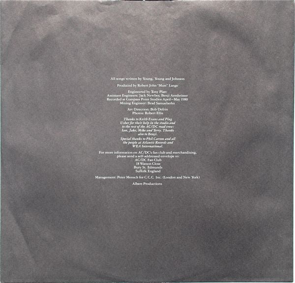 AC/DC - Back In Black (LP) [US] 1st