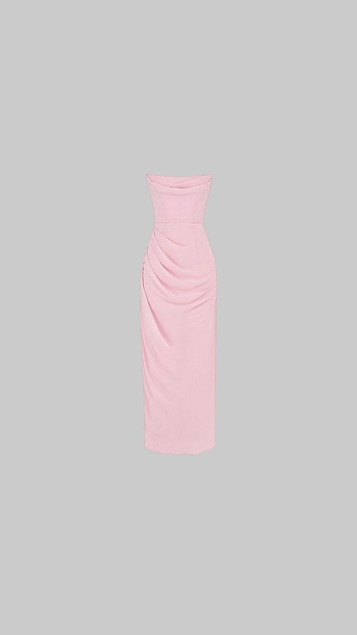 Adrienne Pink Strapless Gown