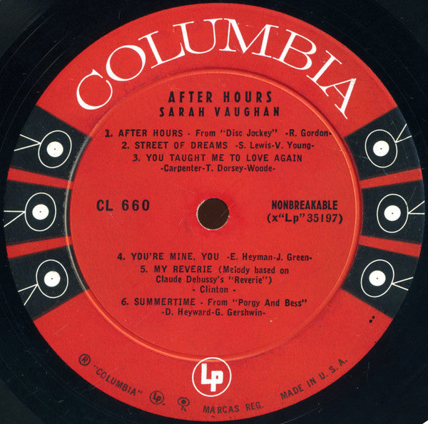 After Hours With Sarah Vaughan (1956 MONO)