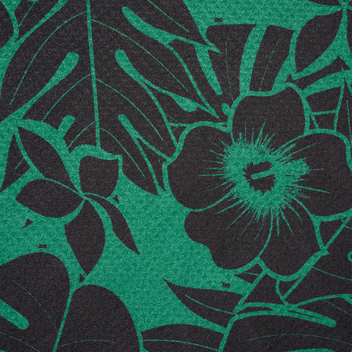 PXG black and green aloha players towel with black flowers and leaves on a white background