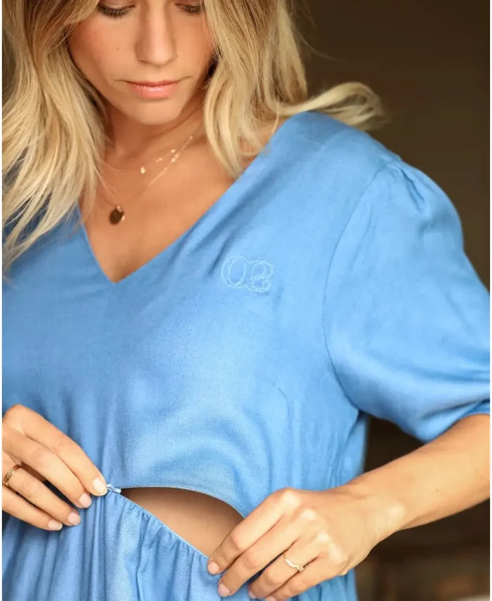 Amy ice blue short pregnancy and nursing dress