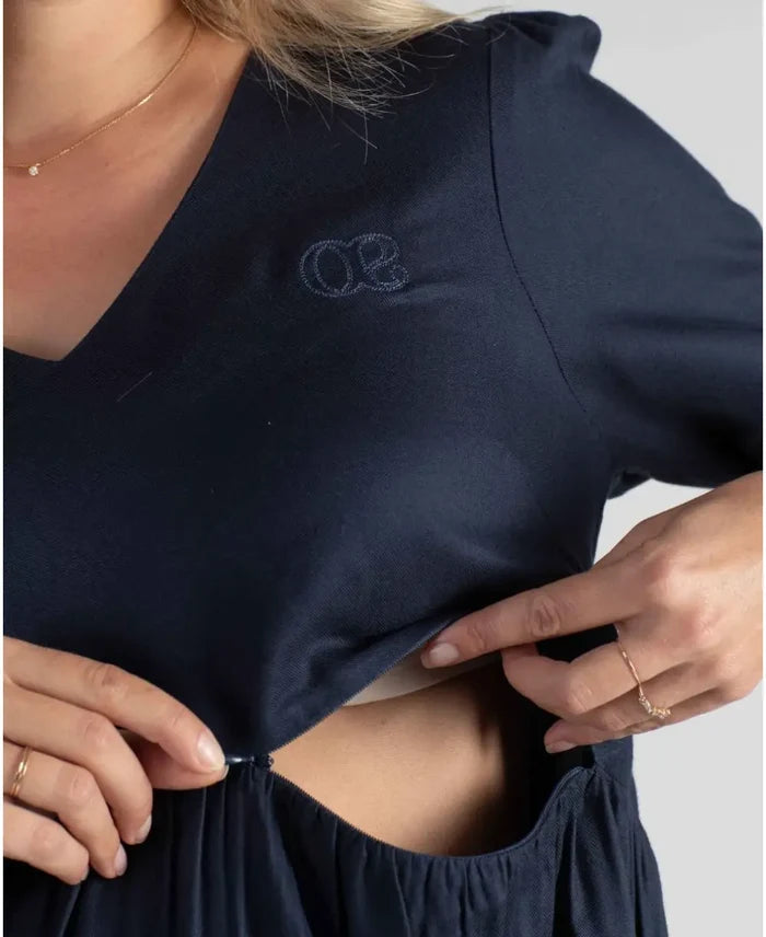 Amy navy short pregnancy and nursing dress
