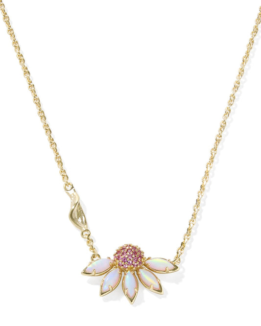 Anya Flower Pendant Necklace Gold Light Pink Mix