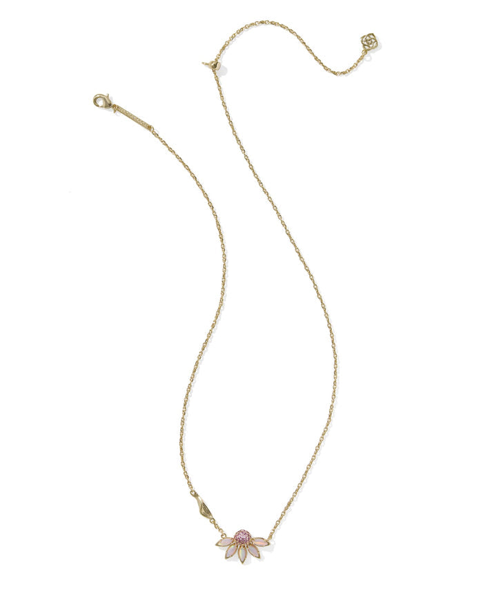 Anya Flower Pendant Necklace Gold Light Pink Mix
