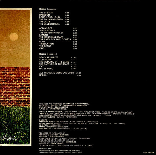 Aphrodite's Child - 666 (LP) [Germany] 1975 RP (Near Mint (NM or M-))