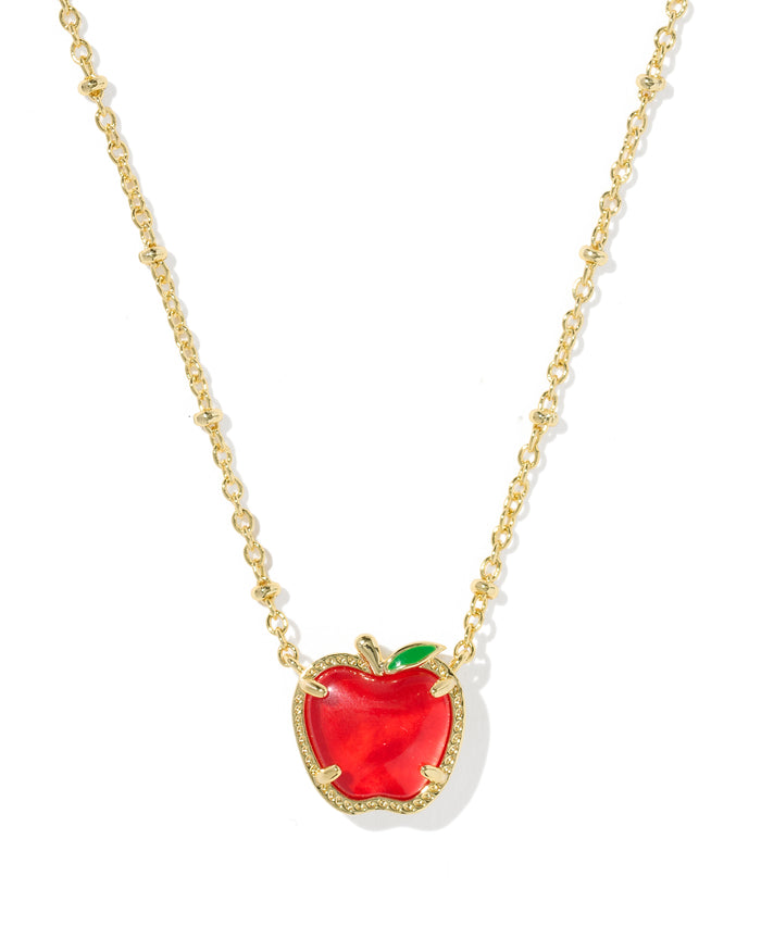 Apple Short Pendant Necklace in Gold Red Illusion