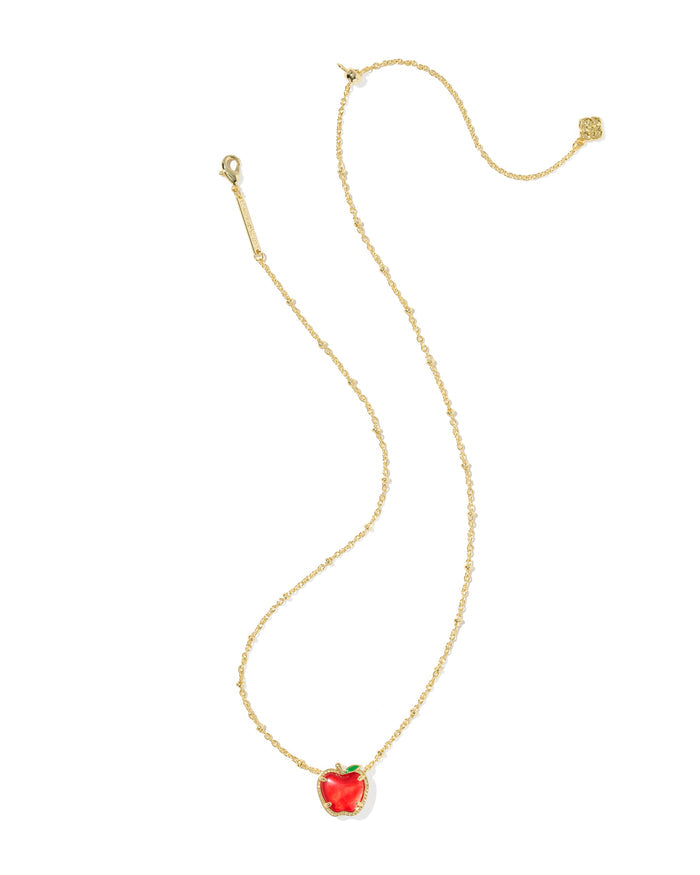 Apple Short Pendant Necklace in Gold Red Illusion