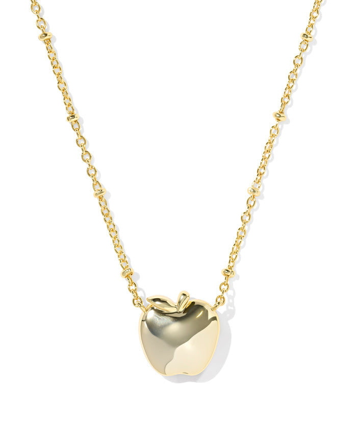Apple Short Pendant Necklace in Gold Red Illusion