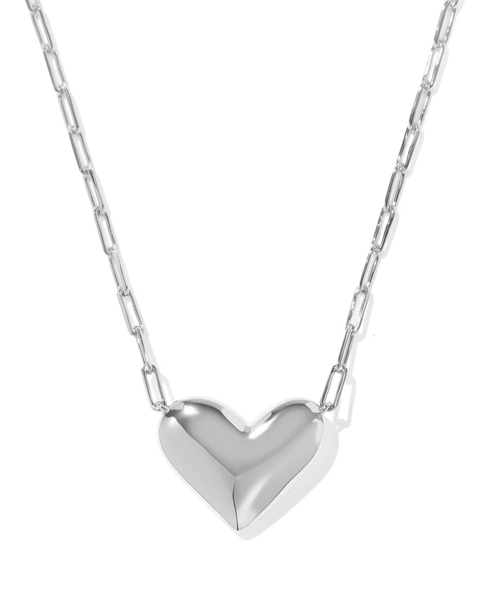 Ari Heart Statement Short Pendant in Silver Ivory MOP