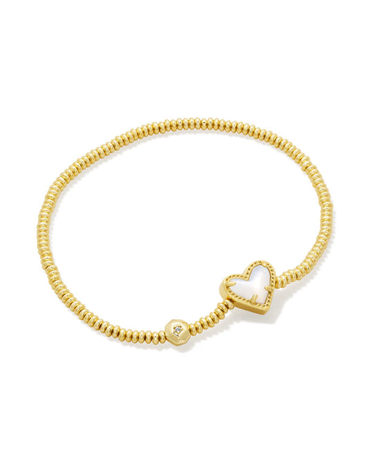 Ari Heart Stretch Bracelet Gold Ivory MOP