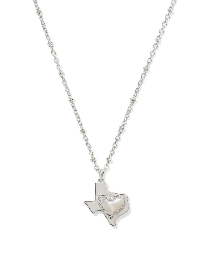Ari Heart Texas Pendant Necklace Silver White Mix