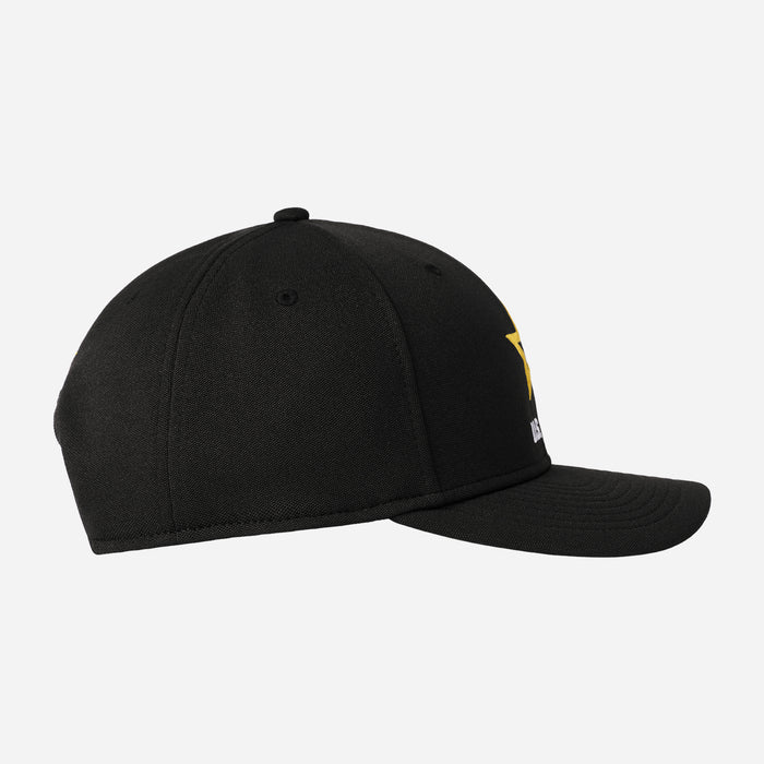 Black hat with an Army logo on a white background