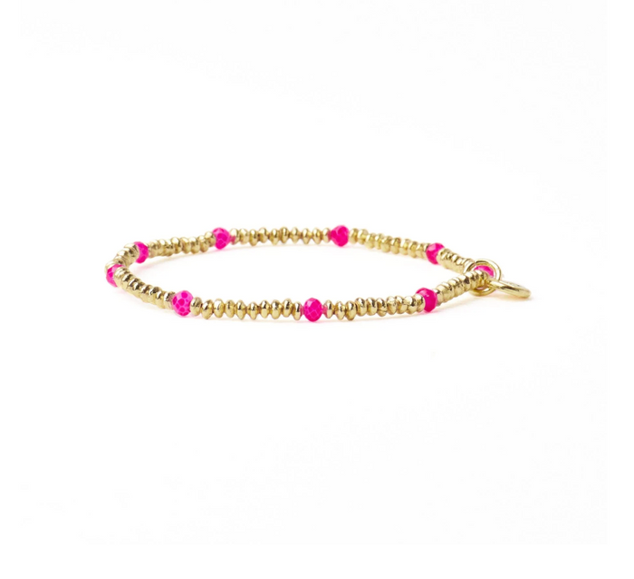 Ashley Crystal Stretch Bracelet Hot Pink/Gold