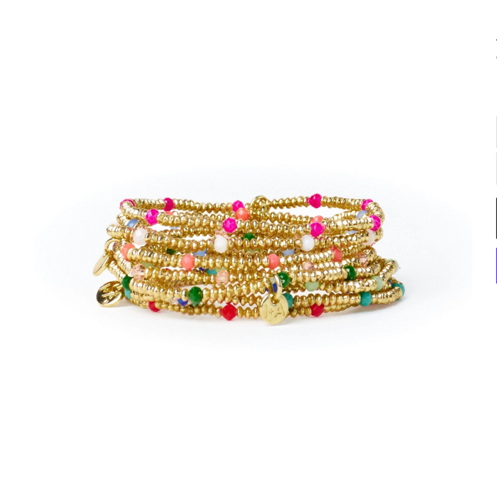 Ashley Crystal Stretch Bracelet Hot Pink/Gold