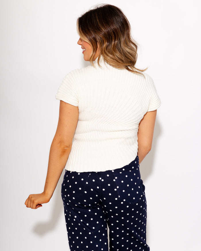 Asymmetric Hem Ribbed Top