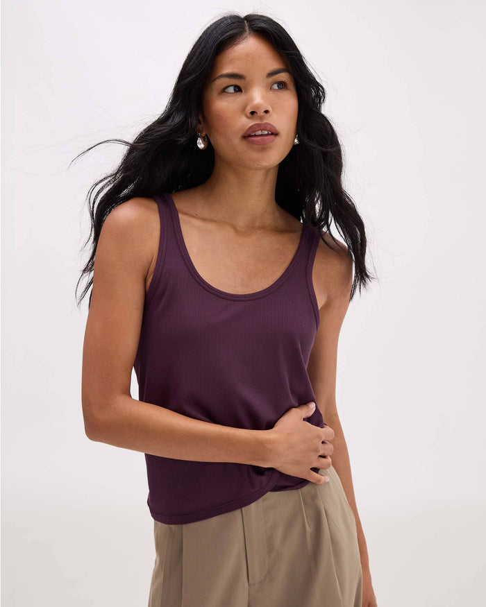 Richer Poorer - Baby Rib Scoop Tank - Plum Wine - PLUM WINE