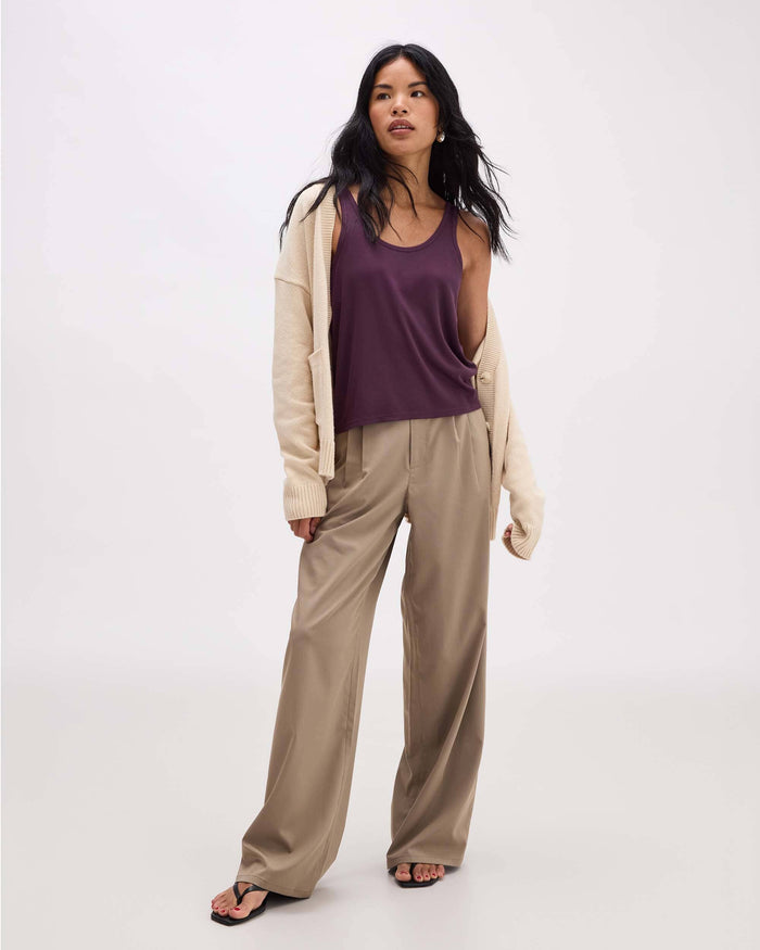 Richer Poorer - Baby Rib Scoop Tank - Plum Wine -