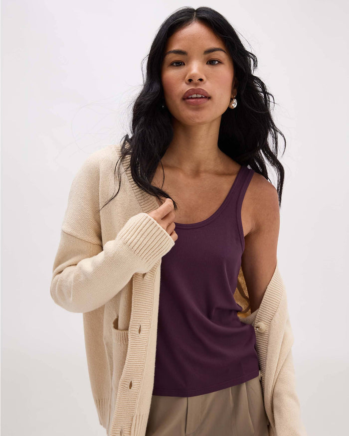 Richer Poorer - Baby Rib Scoop Tank - Plum Wine -