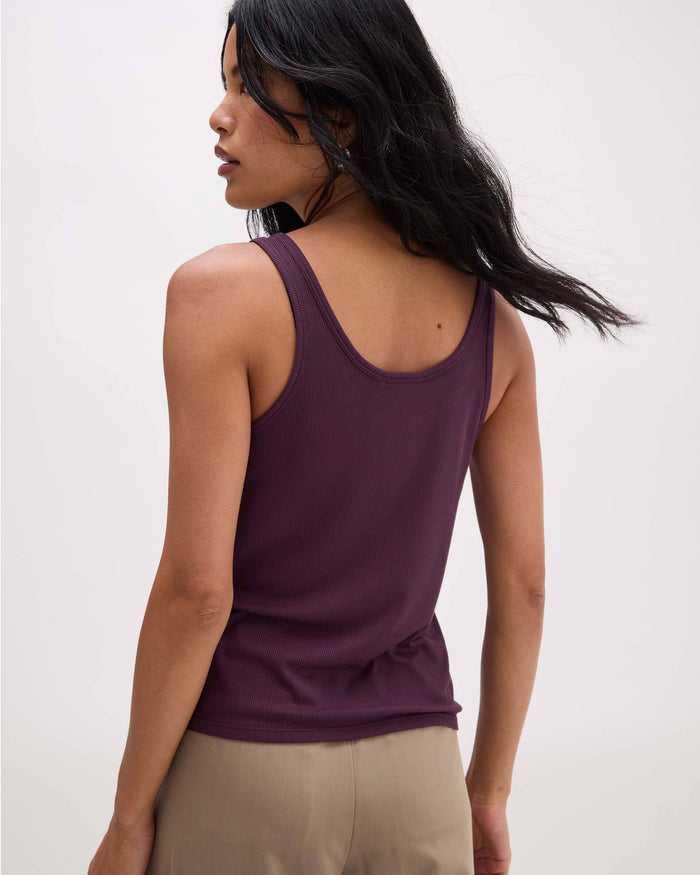 Richer Poorer - Baby Rib Scoop Tank - Plum Wine -