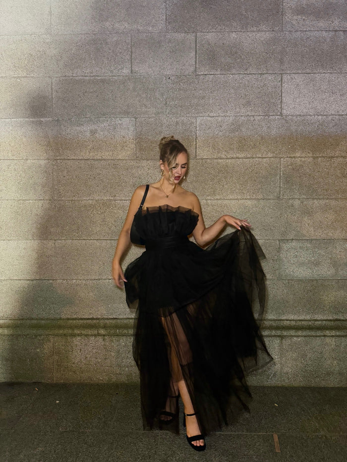 Bandeau Tulle Maxi Dress