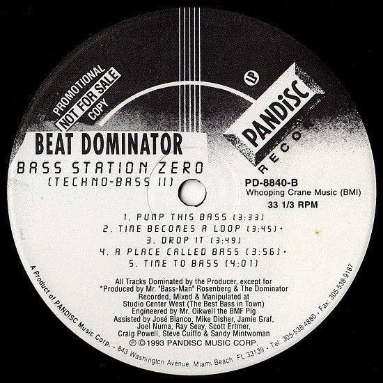 Beat Dominator - Bass Station Zero (Techno-Bass II) (LP) [US] 1st