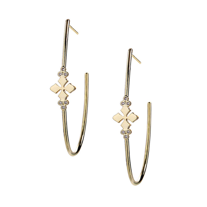 Believer Cross Hoop Earrings in Gold
