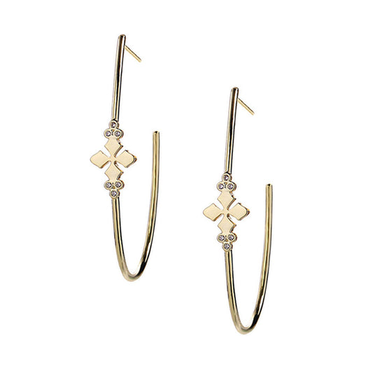 Believer Cross Hoop Earrings in Gold