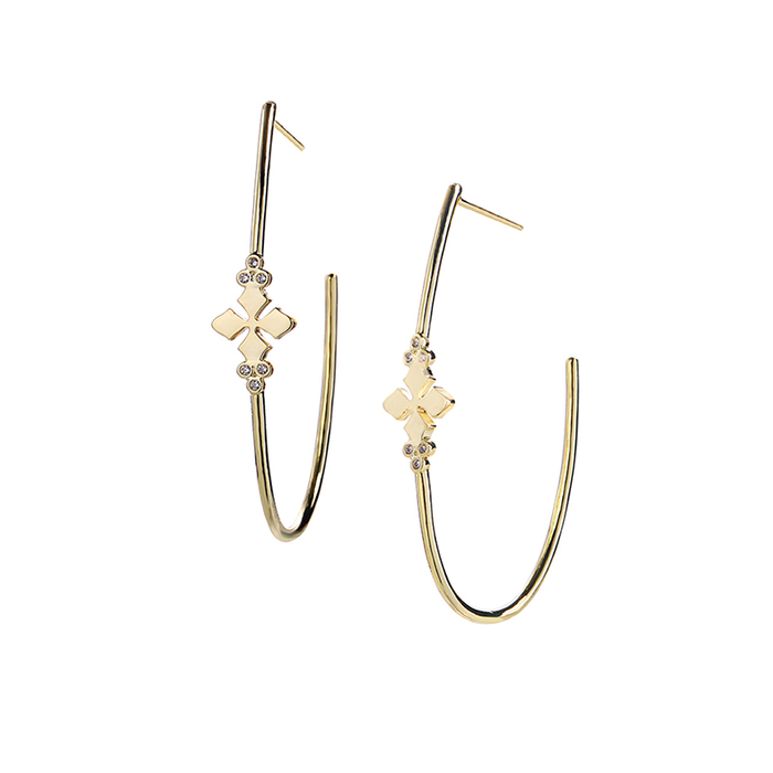 Believer Cross Hoop Earrings in Gold